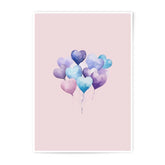 Heart Balloons Photographic Prints, Watercolor Art, Love Decor, Valentine's Day Gift, Nursery Wall Art, Kids Room Decor - Tawshia